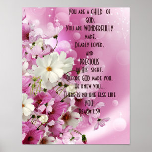 Póster Eres un Hijo de Dios Estampa Floral – Salmo 139 