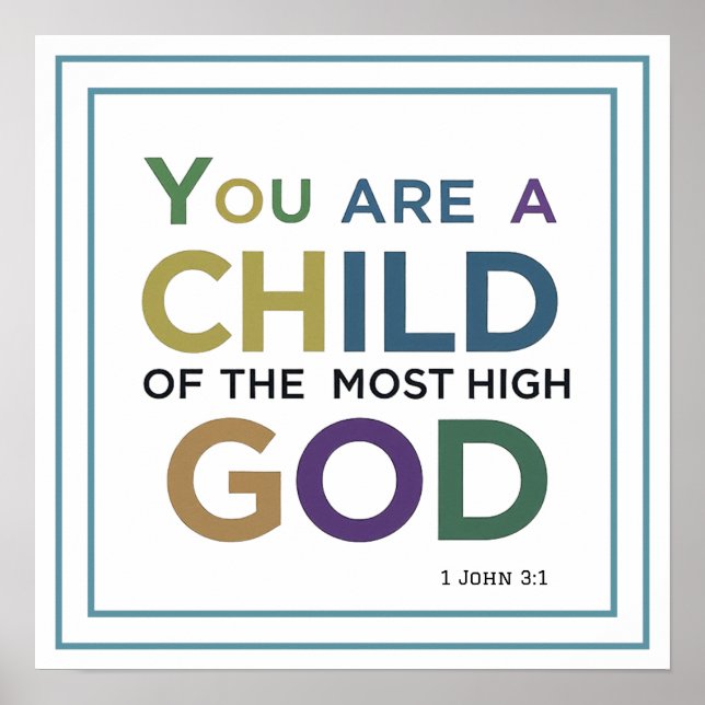 Póster Eres un hijo del Dios Altísimo 1 Juan 3:1 (Frente)