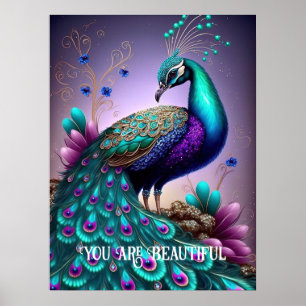 Póster Eres Una Hermosa Cita Inspiradora De Peacock