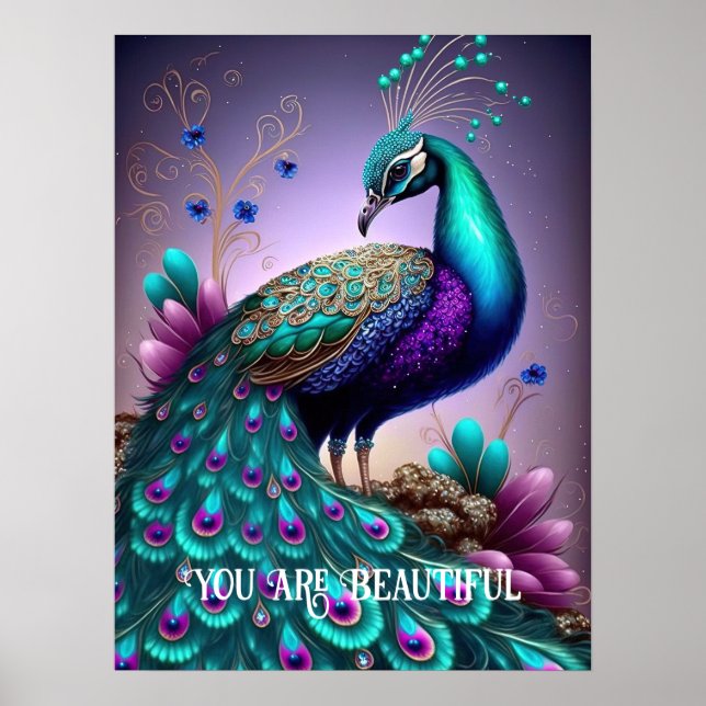 Póster Eres Una Hermosa Cita Inspiradora De Peacock (Frente)
