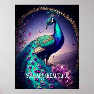 Póster Eres Una Hermosa Cita Inspiradora De Peacock