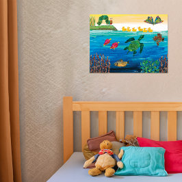 Póster Eric Carle | Colorida escena de estanques