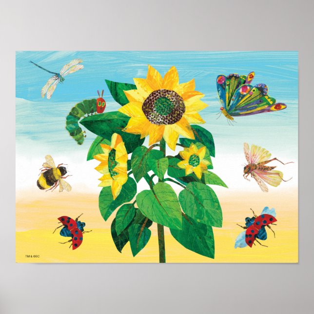 Póster Eric Carle | Escena de flores de jardín (Frente)