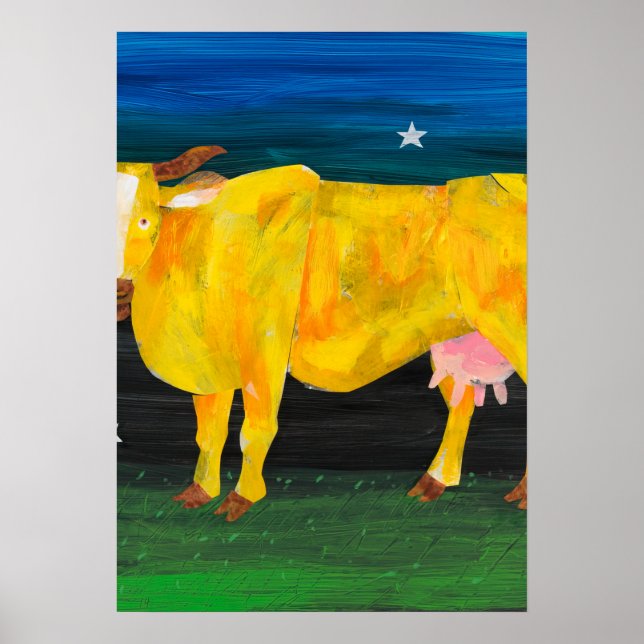 Póster Eric Carle - Vaca en Amarillo (Frente)