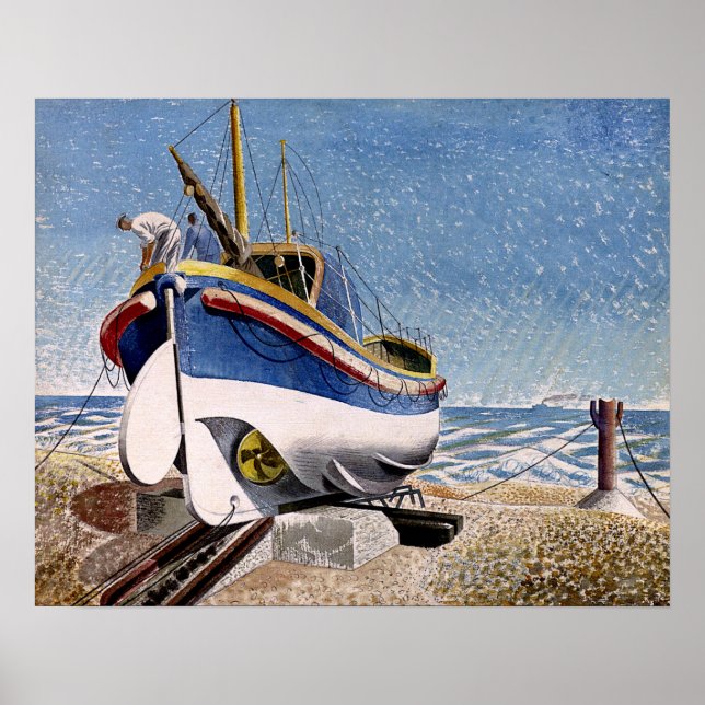 Póster Eric Ravilious - Bote salvavidas,  (Frente)