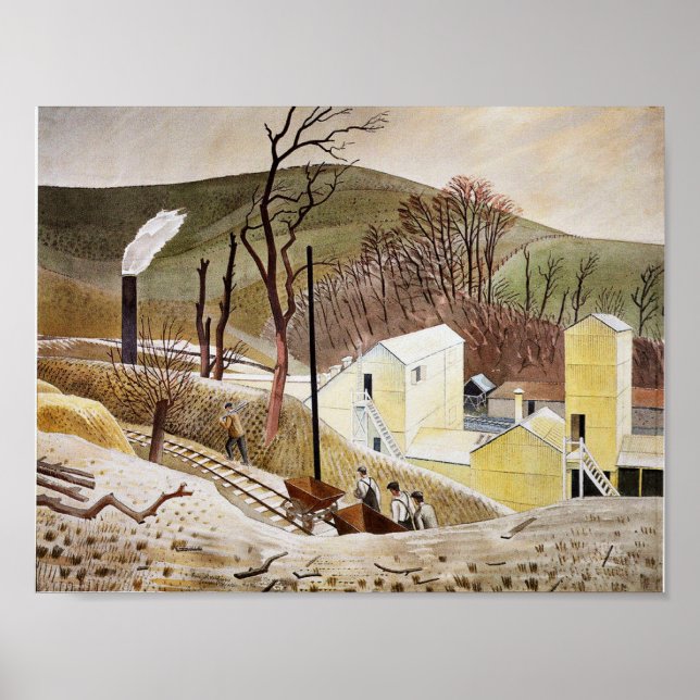 Póster Eric Ravilious - Cement Works Nº 2 (Frente)