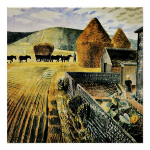 Póster Eric Ravilious - Furlongs, pintura famosa,