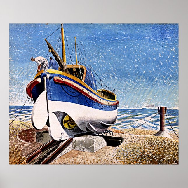 Póster Eric Ravilious - Lifeboat en Aldeburgh (Frente)