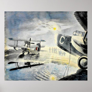 Póster Eric Ravilious - Mañana en el Tarmac