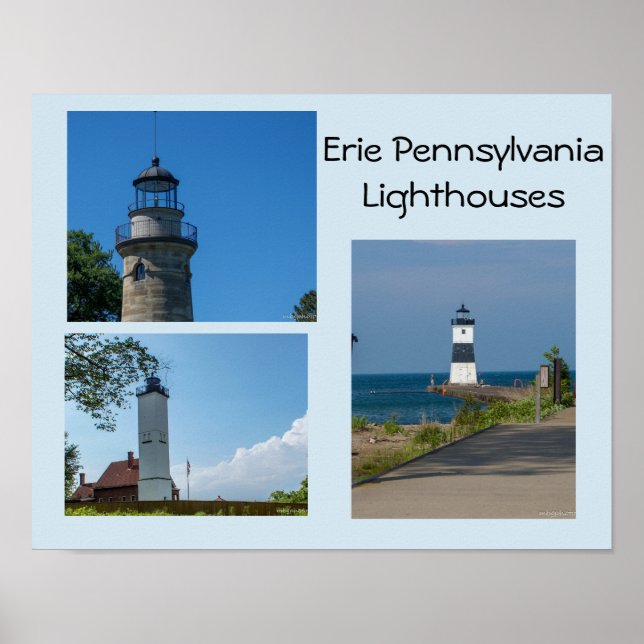 Póster Erie Pennsylvania Lighthouses (Frente)