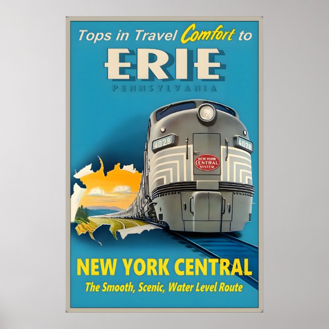 Póster Erie Pennsylvania New York Central Railroad Tops (Frente)
