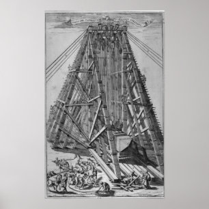 Póster Erigiendo el antiguo Obelisco Egipcio