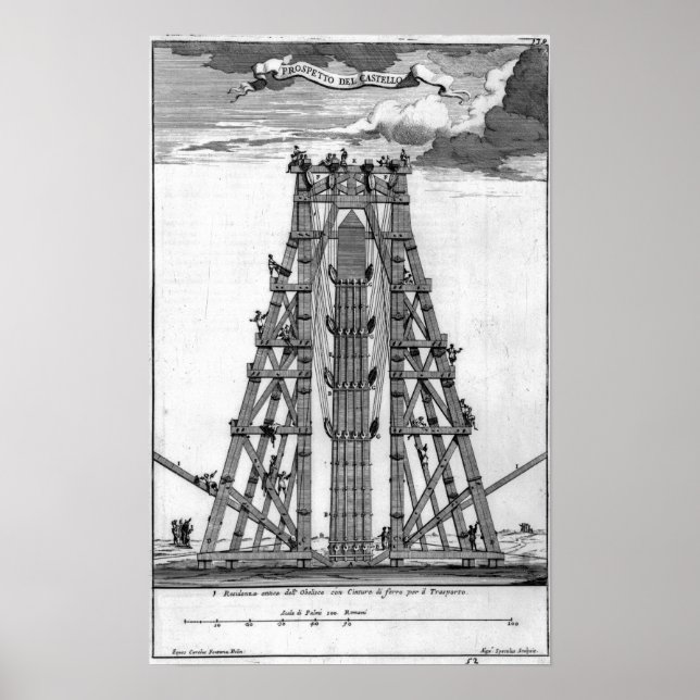 Póster Erigiendo el antiguo Obelisco Egipcio (Frente)