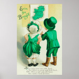 Póster Erin Go Bragh Couple observa el mapa de Irlanda