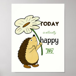 Póster Erizo con flor