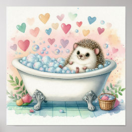 Póster Erizo de baño de burbujas