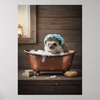 Póster Erizo en la bañera