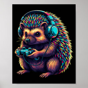 Póster Erizo Juegos De Video De Animales Divertidos Erizo