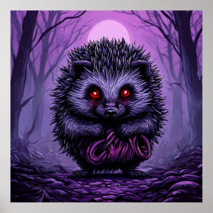 Póster Erizo Misterioso Bosque Espeluznante Halloween