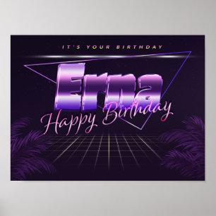 Póster Erna Name Vorname lila retro Poster Geburtstag