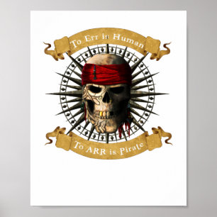 Póster Err es humano para ARR es pirata cráneo Jolly Roge