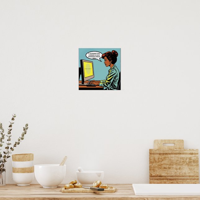 Póster Error de chica en Javascript del equipo (Cocina)