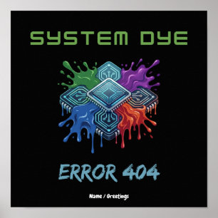 Póster Error de tinte del sistema 404 Fallo técnico Gráfi