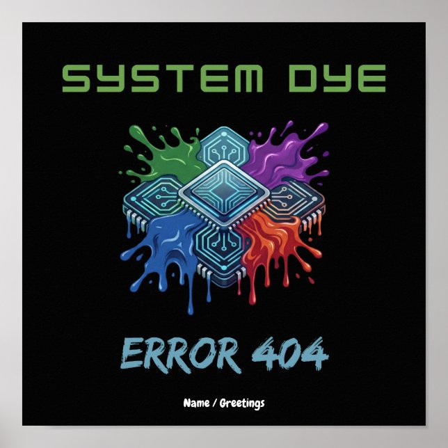 Póster Error de tinte del sistema 404 Fallo técnico Gráfi (Frente)