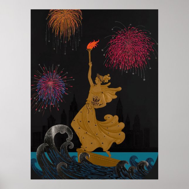 Póster Erté - Estatua de la Libertad (Noche) (Frente)
