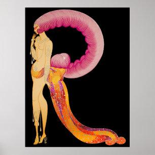 Póster Erté - La carta R de la suite alfabética, 1976