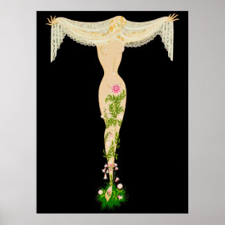 Póster Erté - La carta T de la suite alfabética, 1976
