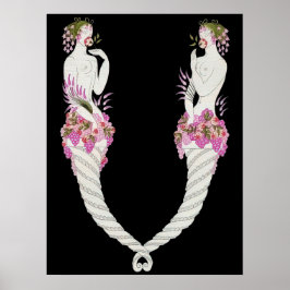 Póster Erté - La carta V de la suite alfabética, 1976