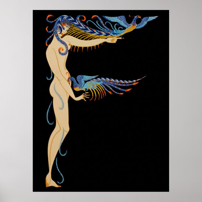 Póster Erté - La letra F de la suite alfabética, 1976