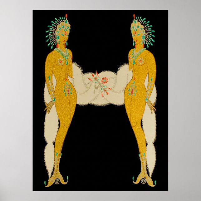 Póster Erté - La letra H de la suite alfabética, 1976 (Frente)