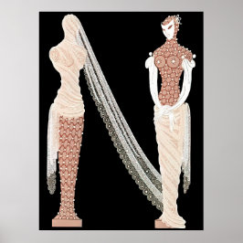 Póster Erté - La letra N de la suite alfabética, 1976