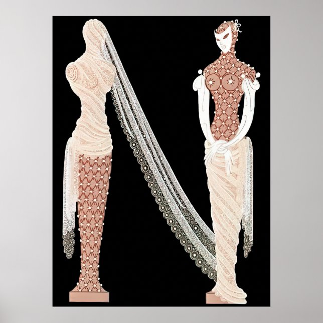 Póster Erté - La letra N de la suite alfabética, 1976 (Frente)