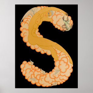 Póster Erté - La letra S de la suite alfabética, 1976