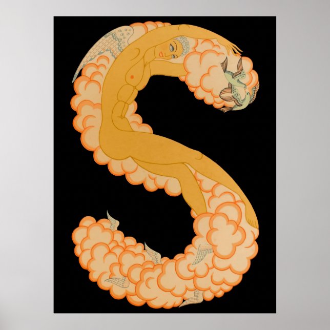 Póster Erté - La letra S de la suite alfabética, 1976 (Frente)