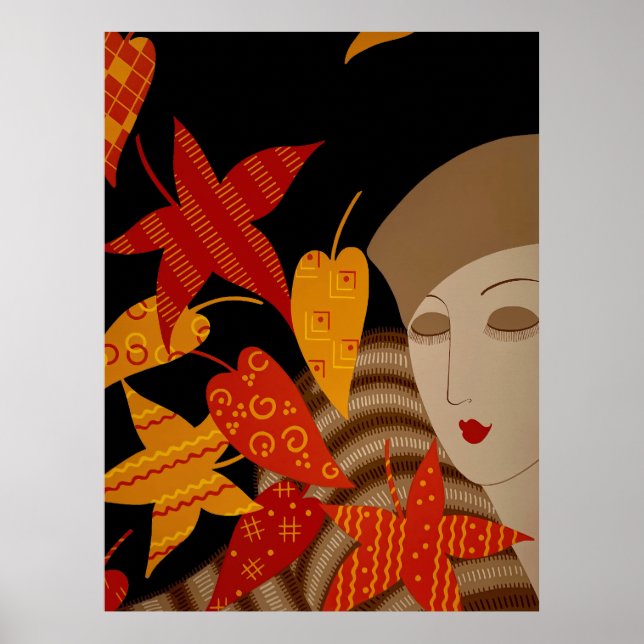 Póster Erté - Las Temporadas, Otoño [Noche] (Frente)