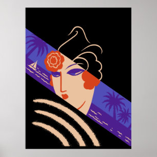 Póster Erté - Resorts de invierno [Versión nocturna]