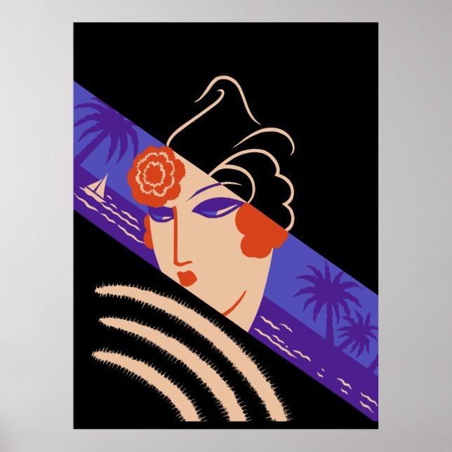 Póster Erté - Resorts de invierno [Versión nocturna] (Frente)