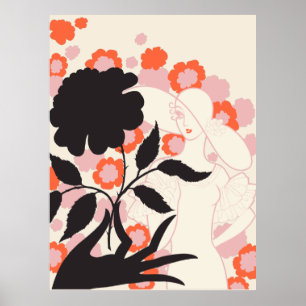 Póster Erté - Rosa negro