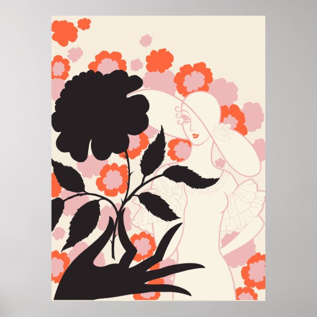 Póster Erté - Rosa negro (Frente)