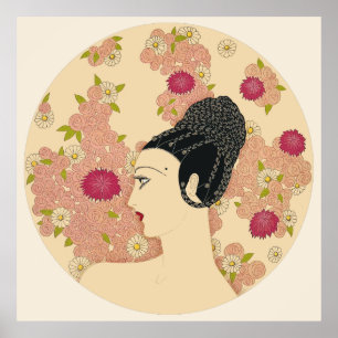 Póster Erté - Rosas y Carnations Suite