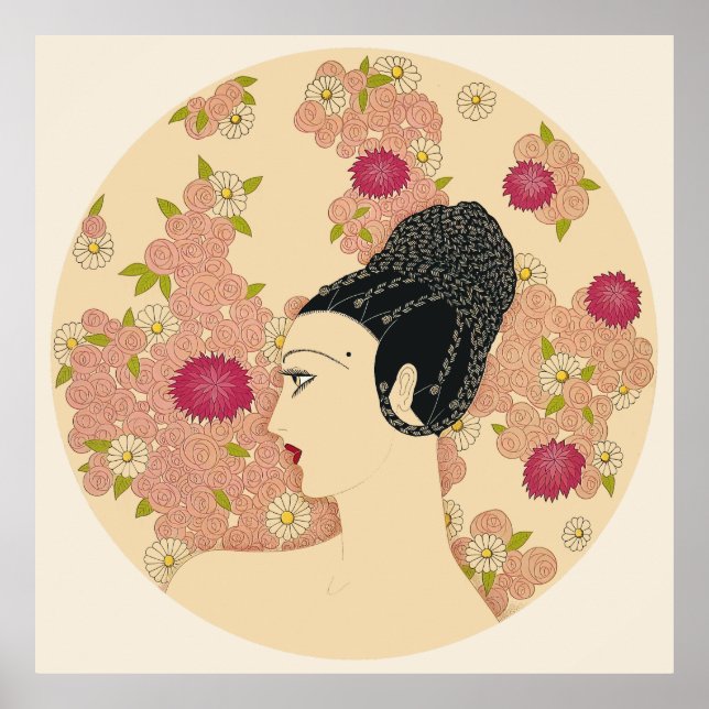 Póster Erté - Rosas y Carnations Suite (Frente)