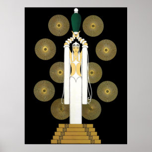 Póster Erté - Vase Esmeralda [Versión nocturna]