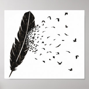 Póster Erupción de los pájaros de una pluma