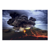 Erupción del volcán en la montaña