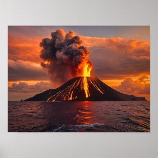 Póster Erupción volcánica en el océano