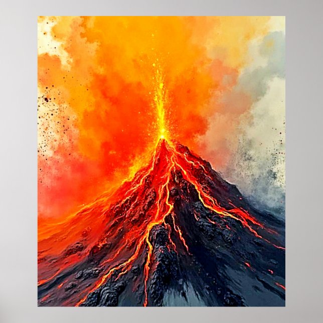 Póster Erupción Volcánica: Poder en Bruto (Frente)